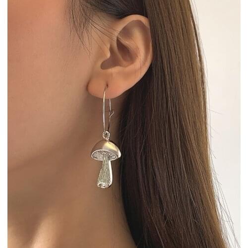 Trendy Jewelry Mushroom Drop Earrings 2021 New Design Hot Selling Metal Dangle Earrings For Women Party Gifts