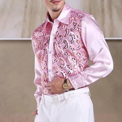 New Mens Glittering 2021 Shirt Shirt Stage Performance Clothing Dance Gala Hosted Chorus Shirts High Quality
