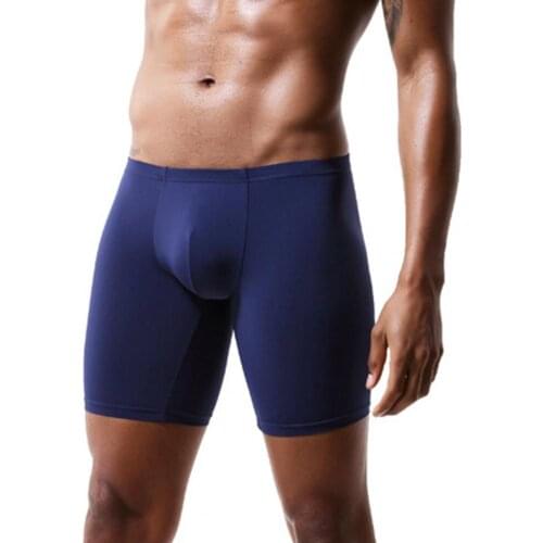 Men Underwear High Elastic Skin-friendly Long Leg Breathable High Quality Nylon Men Ice Silk Underwear Boxers трусы мужские 2021