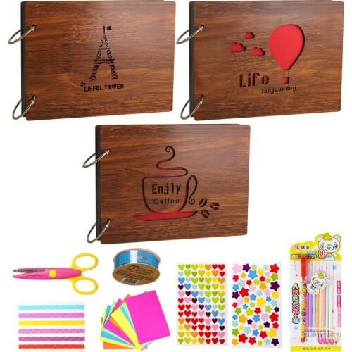 30 Sheets DIY Family Scrapbook Photo Album Kit with Corner Stickers Decor Tape Scissors for Valentines Christmas Birthday Gift