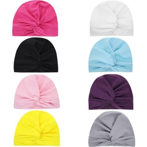 2019 New Designed Cute Baby Hat Cotton Soft Turban Knot Girl Summer Hat Bohemian style Kids Newborn Cap for baby girls