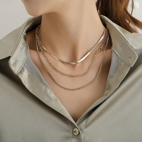 New Fashion Necklace Jewelry Multi-layer Plain Color Chain Necklace Bohemian Necklace Gothic Pendant Nnecklace Gifts For Women