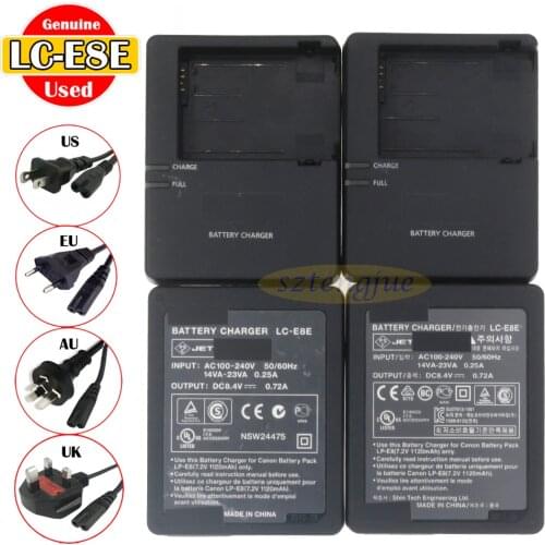 Used Genuine LC-E8E charger For EOS 550D 600D 650D 700D Rebel T2i T3i T4i T5i Kiss X X5 X6 X7i LP-E8