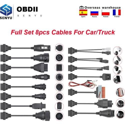 Full Set 8 Cables for Truck Car Automotivo For Scania For BMW OBD OBD2 Scanner Car Diagnostic Auto Tool 8pcs Full Set Cables