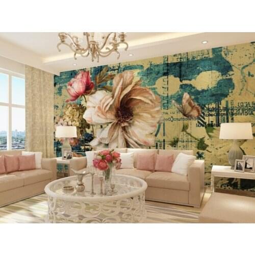 Custom papel de parede floral, retro flowers for the living room bedroom TV background wall waterproof vinyl wallpaper