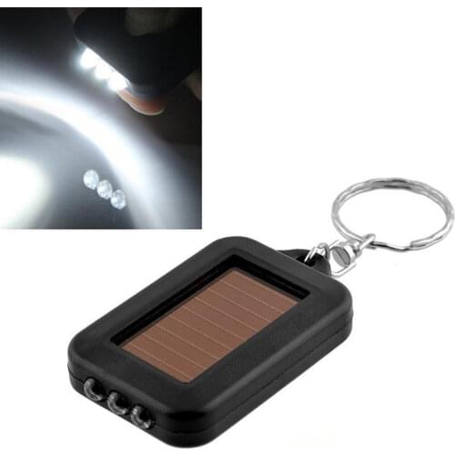 Portable Outdoor Emergency Solar Power 3 LED Light Keychain Keyring Torch Flashlight Lamps Function Keychain Key Rings Kerfods
