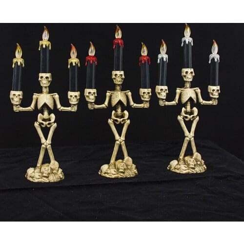 Latest Halloween Decoration LED Skull Night Lights And Candle Flame Ghost Props Holder Lamp Party Lantern For Festival Decor