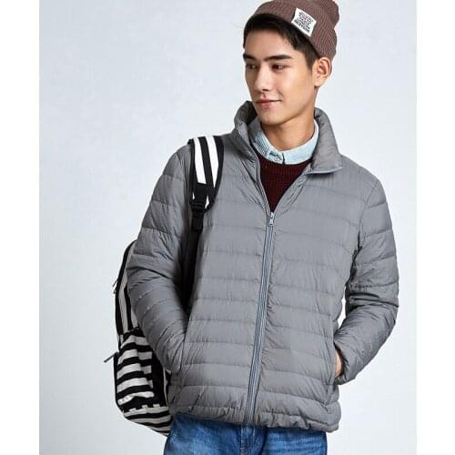 New mens down jackets light and thin Stand collar down coat for men winter Solid color slim Short version zipper outwear Tops