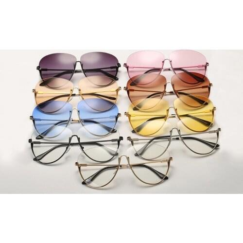 Vintage Half Frame Cat Eye Sunglasses Clear Lens Classic Sun Glasses Luxury Brand Designer Sexy Shades
