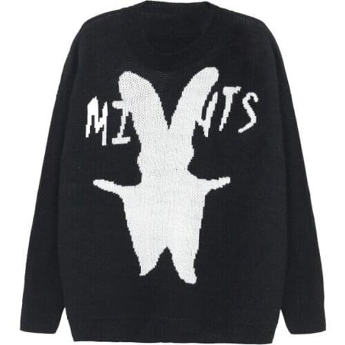 Autumn Sweater Women Vintage Knitted Sweater Loose Round Neck Sweater Thick Harajuku Cartoon Rabbit Sweater Fashion Man Sweater