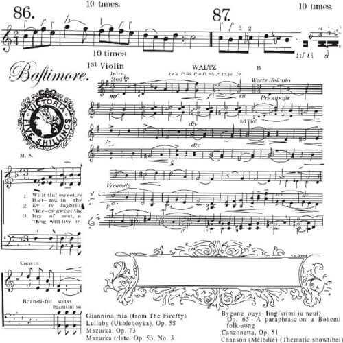 Vintage music scores backgournd stamps for scrapbooking,decoupage diy craft stamps