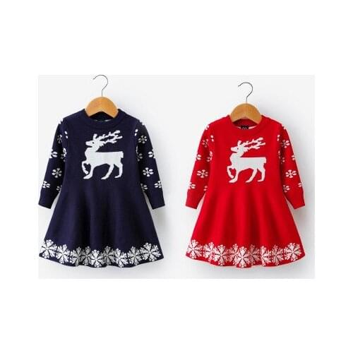 Explosive sweater 3-8 years old girl cotton Christmas dress knit dress fashion girls princess dress