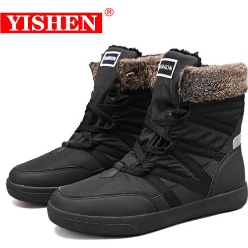 YISHEN Women Ankle Boots Winter Soft Lace-up Shoes Keep Warm Waterproof Snow Boots Lady Solid Color Plus Size 36-43 Botas Mujer