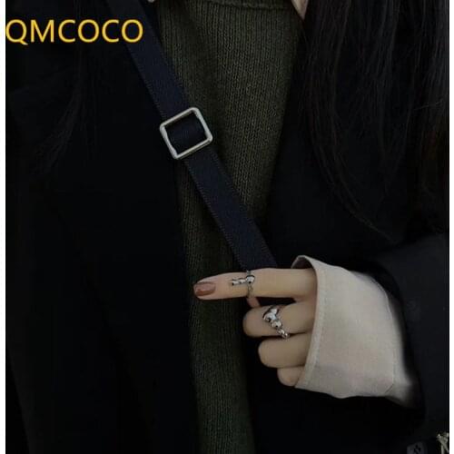 QMCOCO 925 Silver Rings For Women New Trend Elegant Unique Irregular Round Beads Party Jewelry Couples Accessories