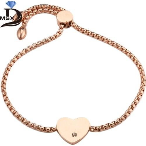 Women Luxury Brand Charm Snake Chain Link Bracelets Rose Gold Jewelry Adjustable Stainess Steel Heart Lovers Bracelet femme