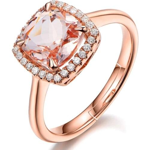 Luxury gemstone champagne crystal ring for women 18k Rose gold color engagement rings zircon diamond elegant party accessory