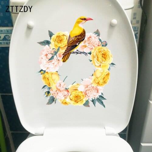 ZTTZDY 20.6×23.4CM Noble Yellow Rose Modern Decor WC Toilet Stickers Home Room Wall Accessories T2-1134