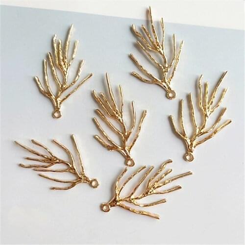 10pcs/lot Alloy Gold Branch Buttons Pendants Decorative Ornaments Jewelry Earrings Choker Hair DIY Jewelry Accessories Handmade