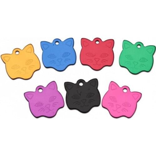 1000pcs/lot Cat Face Shape Dog ID Tags Pet Name Tag Custom Engraved Dog Cat Tags Necklace Pendant