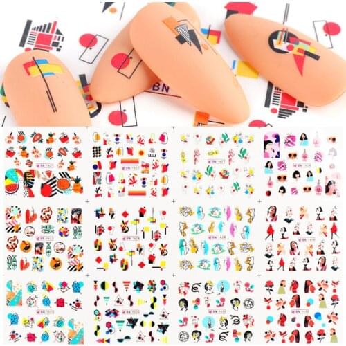 12 Designs autumn Leaf Nail Sticker Set squirrel butterfly Pine cones Hedgehog Tree Mixed Pattern Water Transfer Decals Tattoos