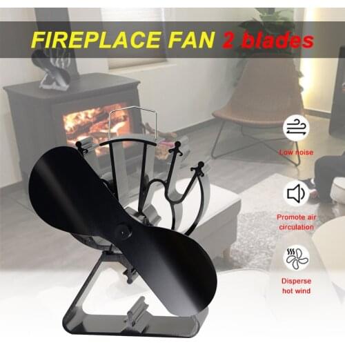 2 Blade Efficient Stove Fan Heat Powered Log Wood Burner Eco Fireplace Fan Friendly Quiet Home Heat Distribution Fireplace Tool