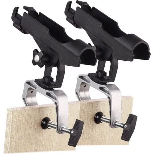 2Pack Fishing Boat Rods Holder With Large Clamp Opening 360 Degree Adjustable Fishing Rod Racks Folding Holder