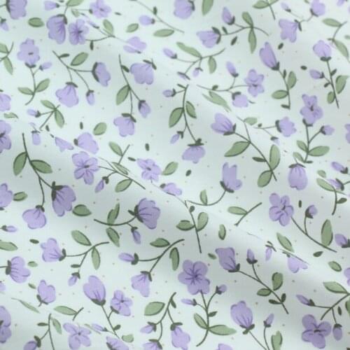 50*235CM Purple Mini Flowers Printed Cotton Fabric Patchwork DIY Handmade Materials Dress Sewing Bedding Set Quilting Making DIY