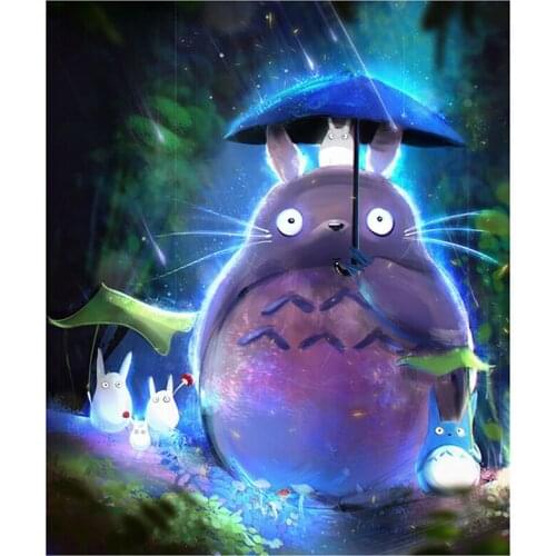 5D DIY Full Round Diamond Painting Cartoon Umbrella & Totoro Cross Stitch Embroidery Rhinestone Mosaic Children Home Decor Y395