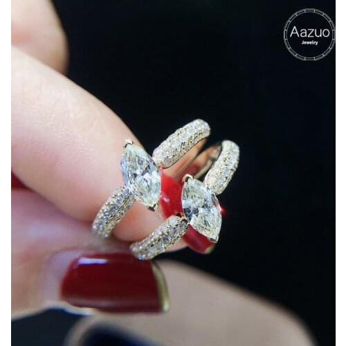 Aazuo 18K Orignal Yellow Gold Real Natrual Diamonds 0.70ct Classic Marquise Ring Fashion Gift For Woman&Lady Birthday Party