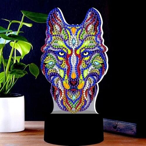5D Diy Diamond Painting Led Wolf Embroidery Night Lamp Needlework Decor Mini Lamp Living Room Bedroom Lighting Home Decor Gift