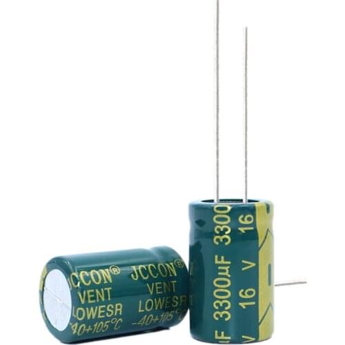 10pcs High frequency low resistance aluminum electrolytic capacitor 16v3300UF 3300uf16v volume: 13x20