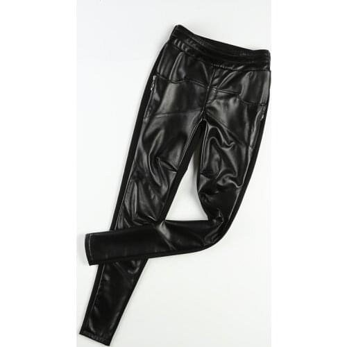 Real leather pants stretch Genuine sheep Leather pants female high waist sticthing was thin leather pants with pockets F1572
