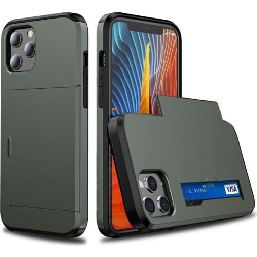 Wallet Card Storage Hybrid Tough Slide Armor Cases For iPhone 12 Pro Max 6.7 Funda For iPhone 11 Pro Max XS Max XR X 12Pro Case