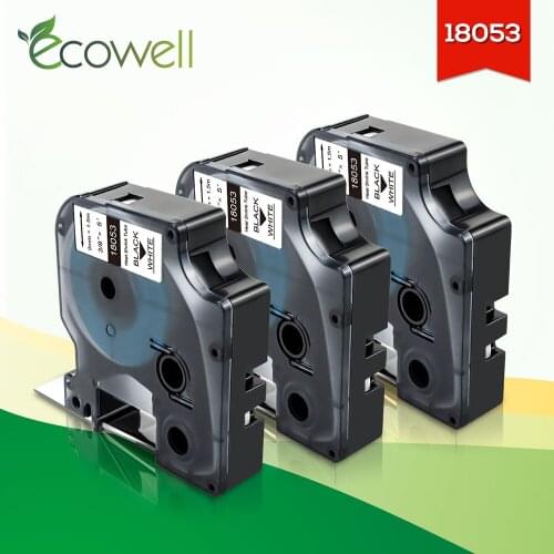 Ecowell 3pcs compatible for Dymo Rhino 4200,5200,6000,6200 Label Maker 18053 Industrial Rhino HeatShrink Tube label tape 9mm