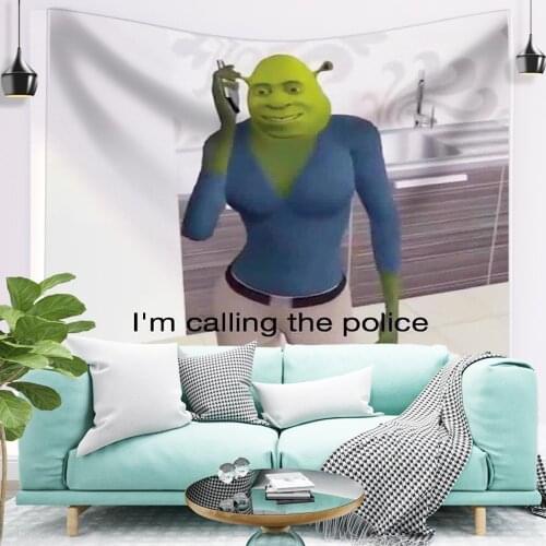 American Movie Shrek Im Calling The Police Young Stylish Living Room Wall Decoration Tapestry Bohemian Hippie Customizable