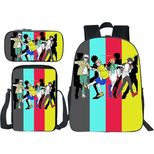 Jujutsu Kaisen Backpack 3 Pieces/set Teenager Bookbag School Backpack Boy Girl Bookbag Messenger Bag Pencil Case