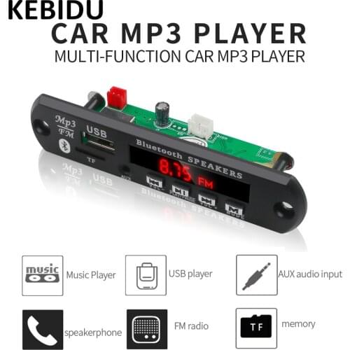 KEBIDU 5-12V MP3 WMA Wireless Bluetooth Decoder Board Audio Module USB TF Radio Support For Bluetooth Calls For Car