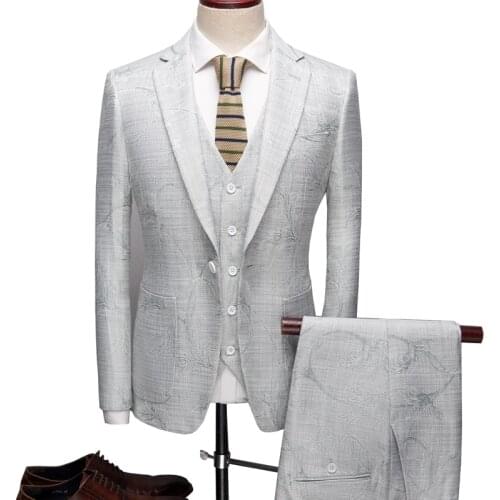 Italian Men Tailcoat White Wedding Suits For Men Groomsmen Suits 3 Pieces Peaked Lapel Groom Wedding Dress Men Suits