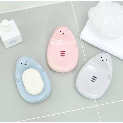 Cute Cartoon Animal Shape Soap Box Bathroom Drain Soap Holder Children Fall In Love With Bathing Kitchen Bathroom Accessories