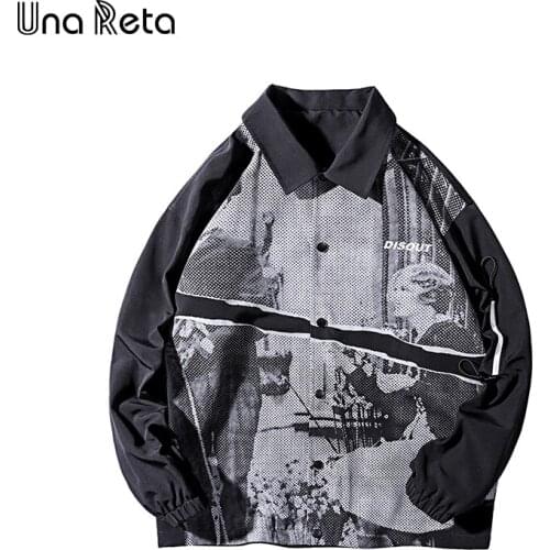 Una Reta Baseball jacket Men New Single-breasted Hip Hop Harajuku print Jacket Coat Men Streetwear Casual Mens Spring jacket