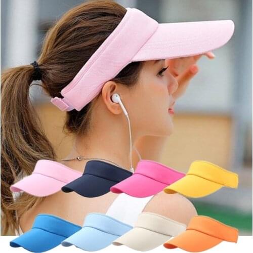 Summer Tennis Caps Sun Sports Visor Hat for Men Women Adjustable Running Beach Baseball Caps Solid Color Top Empty Golf Hats