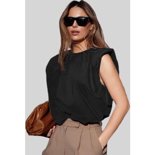 Summer Black Tank Top Women Sport Vest Tops Black Solid T Shirt Lady Casual Cotton Sleeveless Shirts Female Streetwear Blouse