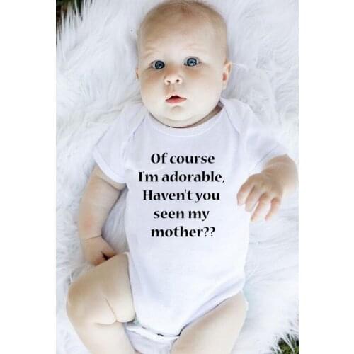 SummerClothes of Course I'm Adorable Short Sleeve Letters Onesies Bodysuit Kids Casual Newborn Infant Baby Jumpsuit