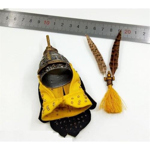Hot Sales KC001 1/6 Ancient China Qing Dynasty General Fuyuan Yellow Version Royal Head Helmet For 12 inch Body Doll Collection