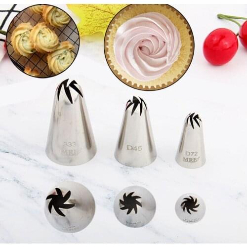 #333#336#D45#D72 Russian Pastry Nozzles Rose Flower Cream Icing Piping Nozzles Large Pastry Tips Fondant Cake Decorating Tools