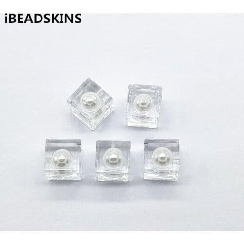 New arrival! 15mm 50pcs Built-in round imitation pearl Square beads for Earrings parts,hand Made Earrings Findings Jewelry DIY