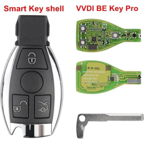 Original XHORSE VVDI BE Key pro Improved Version Perfectly withSmart Key Shell 3 Button for Mer-cedes Be-nz with logo Assembling