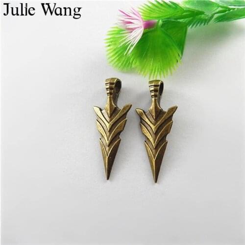 Julie Wang 10pcs Antique Bronze Spear Alloy Charms For Necklace Pendants Earrings Findings Jewelry Making Accessory