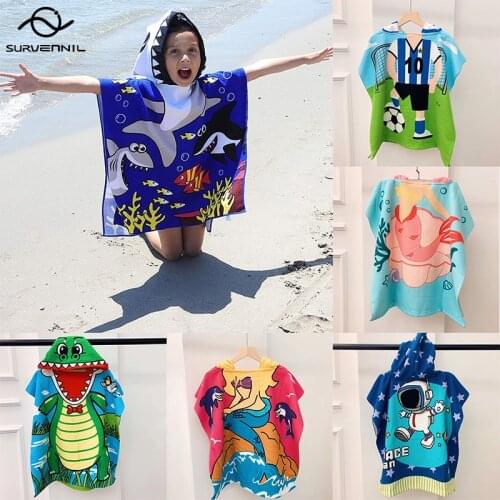 Poncho for Children Pool Towel Child Microfiber Quick-drying Absorbent Baby Hooded Bath Towels Beach Robe Shower Swim Bathrobe