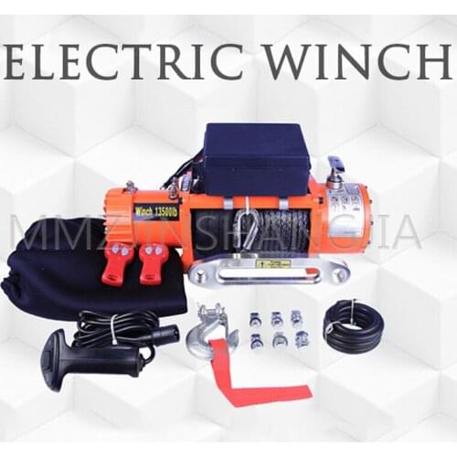 12V/24V Portable Multifunctional Electric Winch With Wireless Remote Control Towing Tool 4.5KW Electric Winch